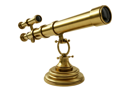 Antique Brass Telescope on Stand for Astronomy and Navigation tool