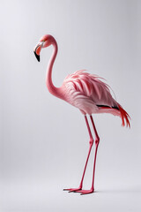 Pink Flamingo On A Beige Background