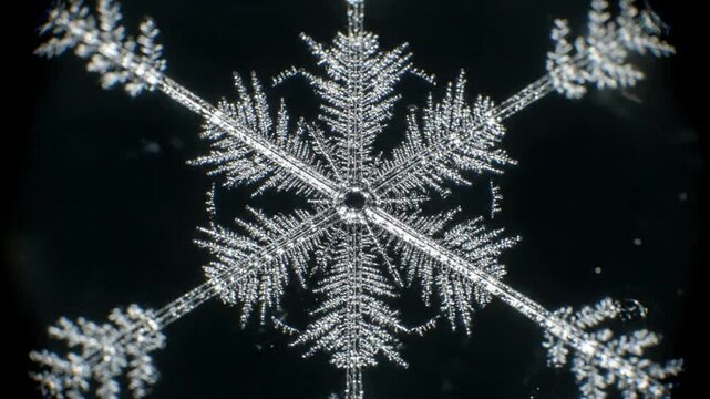 Macro Time-Lapse of Snowflakes Crystallizing and Melting on a Dark Surface: A Winter Display