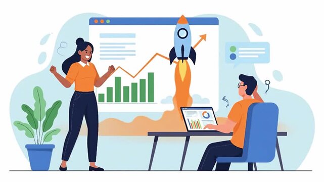 Team Success - Business Growth and Achievement Illustration.