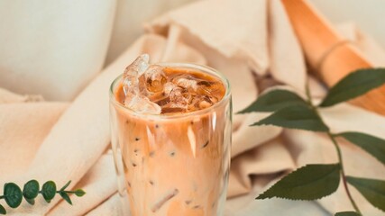 Refreshing iced coffee with creamy layers and garnish