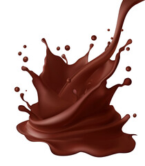 chocolate liquid splash rich dark brown scattered droplets 3D background Ideal dessert or beverage advertising