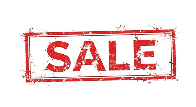 Red grunge rubber stamp graphic with the word sale in capital letters, isolated on white background for marketing and promotion