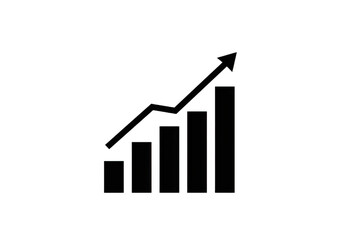 Black bar chart icon isolated on transparent background