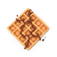 waffles with chocolate syrup isolated on transparent background