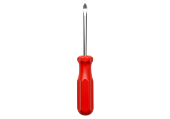 Flat head screwdriver with red handle for various construction projects