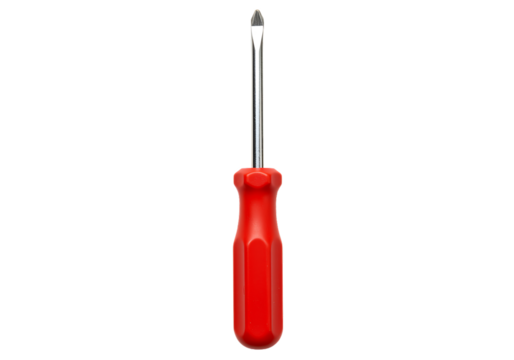 Flat head screwdriver with red handle for various construction projects