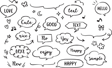 Obraz premium Comic handwritten speech bubble set stock illustration Speech Bubble, Thought Bubble, Drawing - Activity, Handwriting, Vector