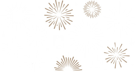 Decorative illustration of golden and white fireworks bursting in dark night sky, festive celebration background for holiday and events