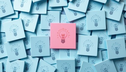 Creative Concept of Unique Idea Amidst Many Similar Thoughts in a Bright Colorful Background