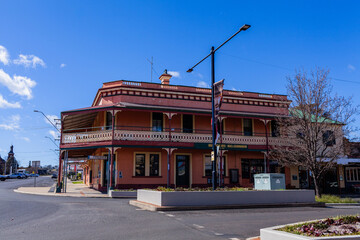 Pub building on corner of roads in rural town of Glen Innes