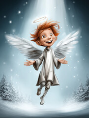 Radosny aniołek - ilustracja