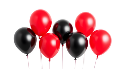 Red and Black Balloons, isolated on transparent background