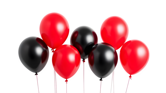 Red and Black Balloons, isolated on transparent background