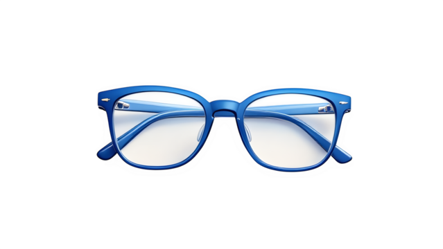 Blue Frame Eyeglasses, isolated on transparent background