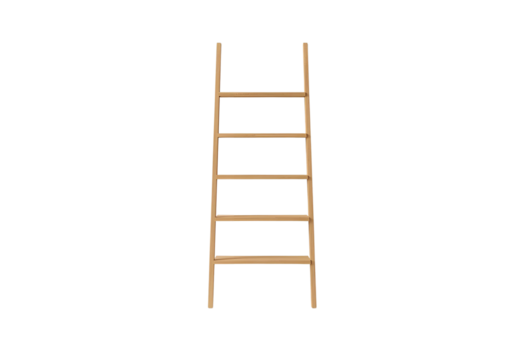Modern wooden ladder shelf for minimalist home decor and storage
