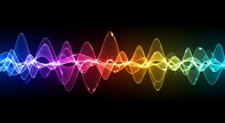 Vibrant Rainbow Color Sound Wave or Frequency Spectrum Abstract Background