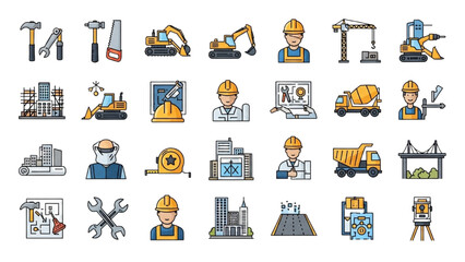 Construction and Building Icons Collection Industry and Infrastructure