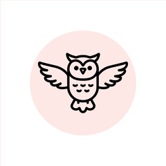Whimsical owl illustration with outstretched wings, an adorable icon for nature lovers, educators, or designers needing a touch of magic and wonder