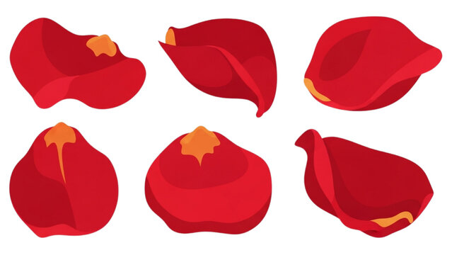 A collection of vivid red rose petals, perfect for design elements symbolizing love and passion