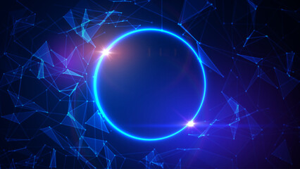 Abstract circle shape technology frame with space for your text data concept. For science presentation. Digital structure ai technology and scientific bigdata research background
