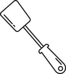Simple line art drawing of a kitchen spatula utensil
