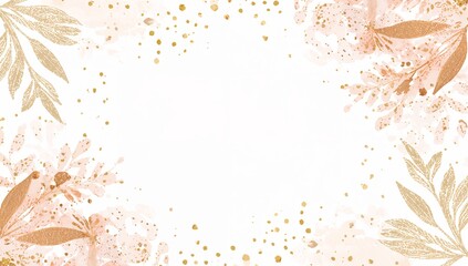 Elegant Floral Design Featuring Gold Accents and Soft Tones for Invitations or Decor