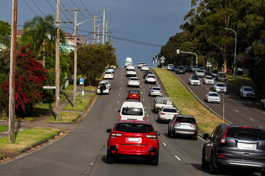 Traffic on multilane city streets driving through Newcastle