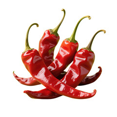 Vibrant Red Chili Peppers with Green Stems