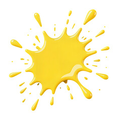 Vibrant Yellow Paint Splatter with Liquid Drops