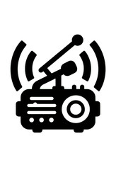 Vintage Radio Icon with Antenna for Broadcasting