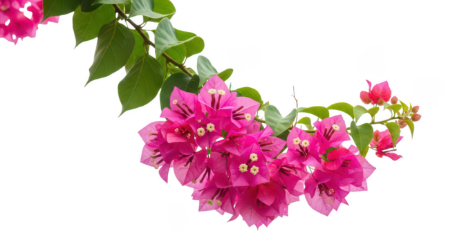 Vibrant Pink Bougainvillea Flowers Isolated On Black Background - Powered by Adobe