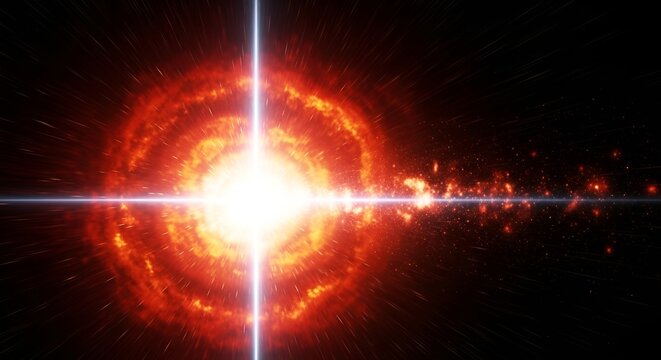 Distant supernova explosion with nebula and energy burst, cosmic event illustration