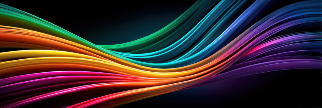 Colorful flowing light waves in motion creating dynamic vibrant abstract energy