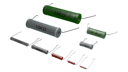 この3D画像は1950年代から1970年代頃の日本製のラジオや測定器などに使用されていた抵抗器のPNG画像です。とても少ない資料をもとに正確にモデリングしました。