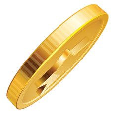 Shiny Golden Coin With Thunderbolt Symbol Displayed On Transparent Background Isolated And Clean