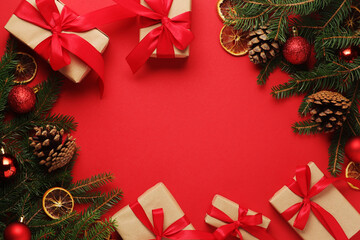 Bright New Year background with fir branches