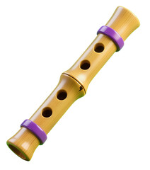 Wooden Flute with Purple Bands and Finger Holes