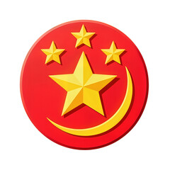 Yellow Star and Crescent with Smaller Stars on Red Circle