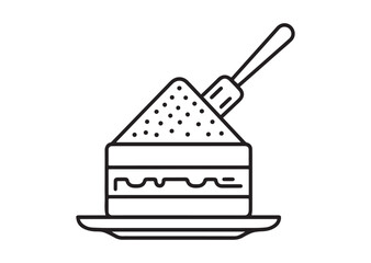 Powder cake Line art vector