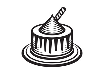 Powder cake Line art vector