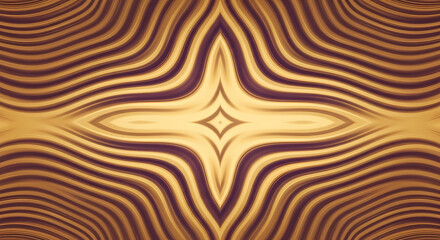 Abstract symmetrical pattern with flowing golden and dark purple lines creating a mesmerizing, ornate visual effect