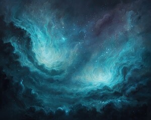 Mystical Turquoise Night Sky