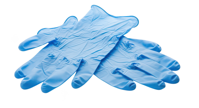 Blue Disposable Nitrile Gloves On Black Background