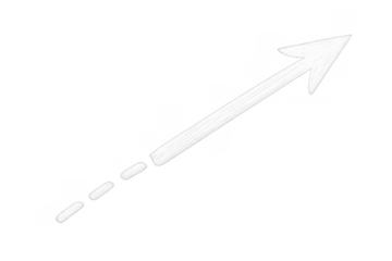 White hand drawing arrow pointing path to growth and success, showing increase progress on transparent background