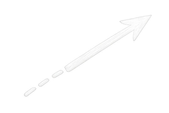 White hand drawing arrow pointing path to growth and success, showing increase progress on transparent background