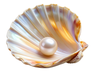 - Open Seashell Holding a Shimmering Pearl, isolated on transparent background” 