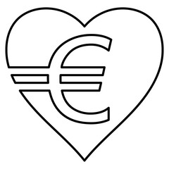Heart with Euro symbol design, finance love concept icon