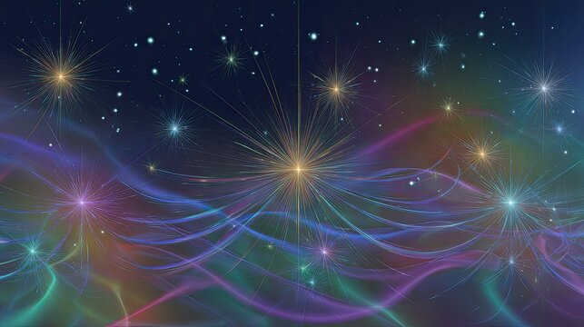 Colorful Fireworks Against Dark Night Sky