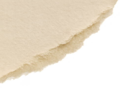 Beige torn paper edge with rough texture and transparent background for vintage design or overlay effect